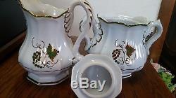 Ant. Ironstone Sugar Bowl/ Creamer Tea Berry/tea Leaf, Limoes/clementson, 1860, Rare