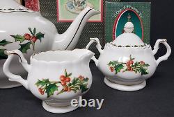 A Cup Of Christmas Tea and Memory Teapot Creamer Sugar Tea Set Ornaments LOT