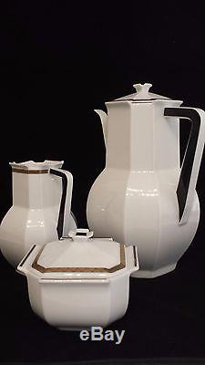 A beautiful Bernardaud & Co. (B&Co.) Prince Noir Limoges Tea or Coffee Set