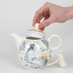 Adorable Single Serving Kitty Tea Set Cat Tea Set for One Porcelain Teapot a