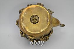 Aged Hand-Cast Brass Sculptural Personal Teapot with The Eight Daoist Immortals