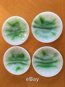 Akro Agate Child Tea Set Green Emerald Tea Pot Cream Sugar Plates Cups Saucers