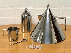 Aldo Rossi Alessi Stainless Steel Teapot Creamer Sugar SET Modern-Excellent