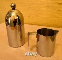 Aldo Rossi Alessi Stainless Steel Teapot Creamer Sugar SET Modern-Excellent