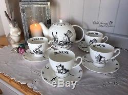 Alice in Wonderland Mad Hatter Tea Party Fine Bone China Teapot & Teacups