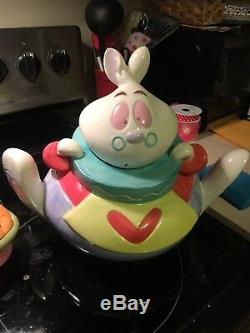 Alice in wonderland Set Of 4 Disney Direct Teapot Creamer Sugar Bowl Cookie Jar