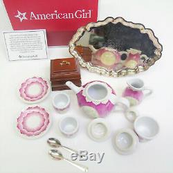 American Girl Doll FELICITY COLONIAL TEA SET Dishes Tray Spoons Teapot Cups BOX+