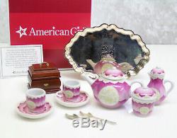 American Girl Doll FELICITY COLONIAL TEA SET Dishes Tray Spoons Teapot Cups BOX+