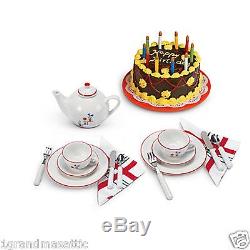 American Girl Molly Birthday Party Set Treats Cake Tea Pot China Cups NIB NRFB