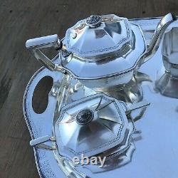 Ancestral Rogers Bros Silver Plated Serving Set Coffee Tea Teapot Dispenser 1847
