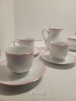 Angelika pink ombre luster china coffee pot, cups & saucers set Thun