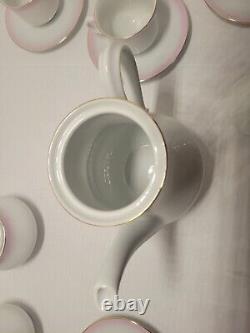 Angelika pink ombre luster china coffee pot, cups & saucers set Thun