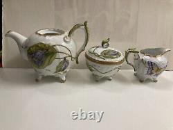 Anna Weatherly Design Hand Painted Teapot, Sugar and Creamer