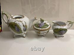 Anna Weatherly Design Hand Painted Teapot, Sugar and Creamer