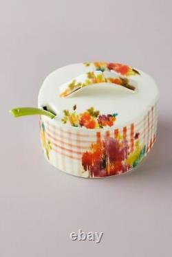 Anthropologie Leighton Floral Watercolor Teapot Creamer & Sugar Pot Set