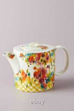 Anthropologie Leighton Floral Watercolor Teapot Creamer & Sugar Pot Set