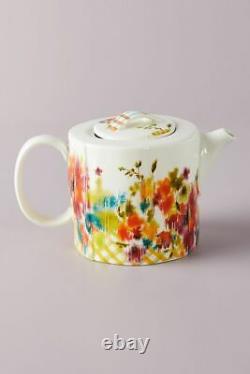 Anthropologie Leighton Floral Watercolor Teapot Creamer & Sugar Pot Set