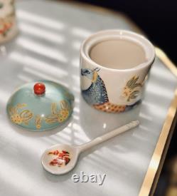 Anthropologie Paige Gemmel Eastern Animal Kitchen Tea Pot Set Mug Sugar & Spoon