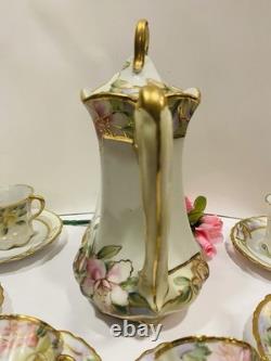 Antique 14 Piece Nippon Tea Pot/Chocolate Server And 6 Tea And Saucers