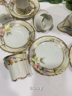 Antique 14 Piece Nippon Tea Pot/Chocolate Server And 6 Tea And Saucers