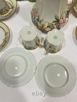 Antique 14 Piece Nippon Tea Pot/Chocolate Server And 6 Tea And Saucers