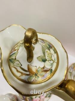 Antique 14 Piece Nippon Tea Pot/Chocolate Server And 6 Tea And Saucers