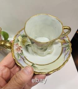 Antique 14 Piece Nippon Tea Pot/Chocolate Server And 6 Tea And Saucers