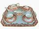 Antique 19thc Wedgwood Etruria Y1305 Red Gold Porcelain 6pc Tea Set Tray Teapot