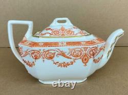 Antique 19thC WEDGWOOD Etruria Y1305 Red Gold Porcelain 6pc Tea Set Tray Teapot