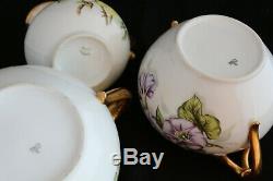 Antique 19th C. French Haviland Tea Set Teapot Sugar Bowl Creamer Hand Painted