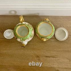 Antique 19th C. T & V Limoges Hand Painted Floral TEAPOT & SUGAR BOWL Signed