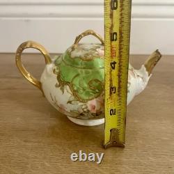Antique 19th C. T & V Limoges Hand Painted Floral TEAPOT & SUGAR BOWL Signed