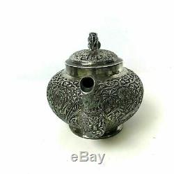 Antique 19th Century Anglo India Silver 3 Piece Teapot Tea Set