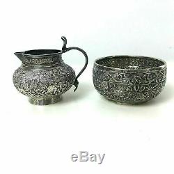 Antique 19th Century Anglo India Silver 3 Piece Teapot Tea Set