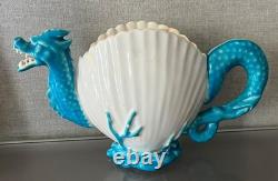 Antique 19th c. English Porcelain Tea Pot Sea Monster Dragon Scallop Shell
