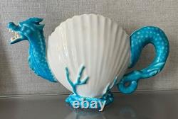 Antique 19th c. English Porcelain Tea Pot Sea Monster Dragon Scallop Shell