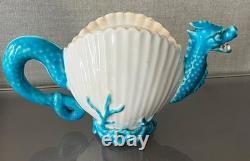Antique 19th c. English Porcelain Tea Pot Sea Monster Dragon Scallop Shell
