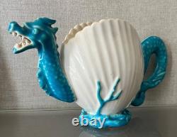 Antique 19th c. English Porcelain Tea Pot Sea Monster Dragon Scallop Shell