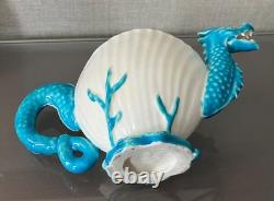 Antique 19th c. English Porcelain Tea Pot Sea Monster Dragon Scallop Shell