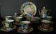 Antique 22 Karat Gold Chinese Flowered Tea Pot Set, Creamer, Sugar, Serves-6