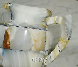 Antique 22pc Onyx Agate Polished Stone Adult Tea Set in Velvet Case