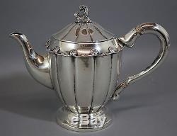Antique. 800 Solid Silver Teapot, Sugar & Creamer & Tray Tea Set, NR