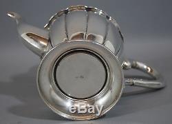 Antique. 800 Solid Silver Teapot, Sugar & Creamer & Tray Tea Set, NR