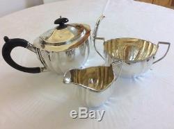 Antique 925 Sterling Silver Tea Set, Silver Teapot, Sugar & Cream jug 1920