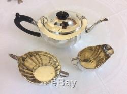 Antique 925 Sterling Silver Tea Set, Silver Teapot, Sugar & Cream jug 1920