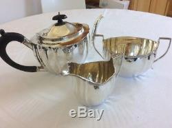 Antique 925 Sterling Silver Tea Set, Sterling Silver Teapot, Sugar & Cream 1920