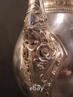 Antique Aesthetic Embossed Repousse Silver Tea Pot Coffee Set Kettle Service 19c