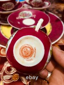 Antique Ancient Gardner japan imperial Red Floral porcelain Tea set, circa 1980s