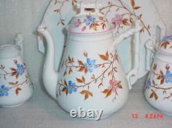 Antique B. S. M. Bruder Schwalb Teapot Set Sugar Creamer Tray Austria Bohemia 1850