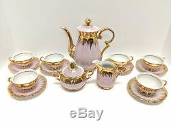 Antique Bavaria Chocolate Tea Set Pink & Gold Teapot Tea Cups Rare & Stunning